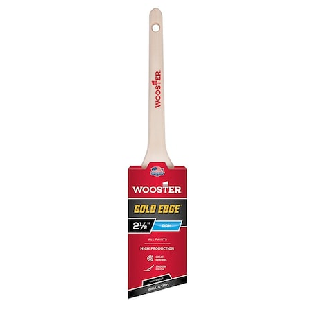 Wooster 2-1/2" Thin Angle Sash Soft, Gold CT Polyester Bristle, Paint Brush, Wood Handle 5234